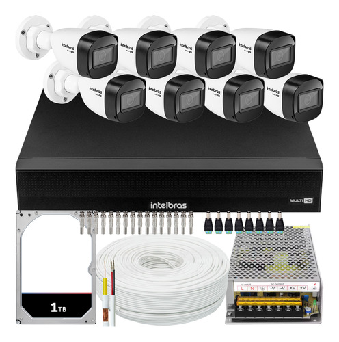 Kit Cftv Intelbras 8 Câmeras Vhd 1130 720p Dvr Mhdx 1016 1tb