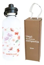 Comprar Botella Florcitas Aqua Personalizada Con Nombre + Caja