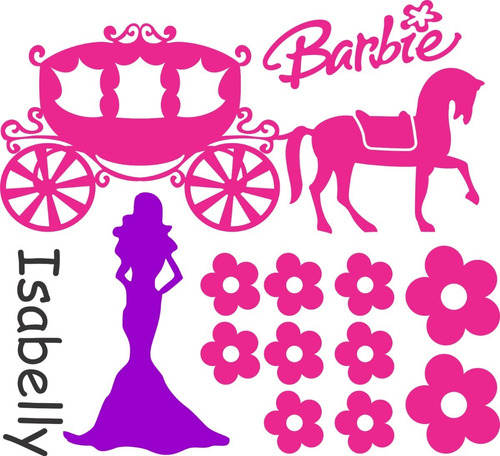 Adesivo De Parede Barbie Princesa Seu Nome Brb006