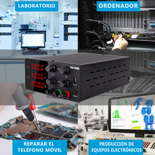 Nice-power® 30V 10A 300W Fuente De Alimentación Conmutada Regulada Laboratorio,Interfaz USB de 5V/2A