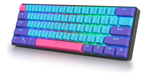 Teclado Inalámbrico Surmen 60%, Para Jugadores, Rgb, Retro..