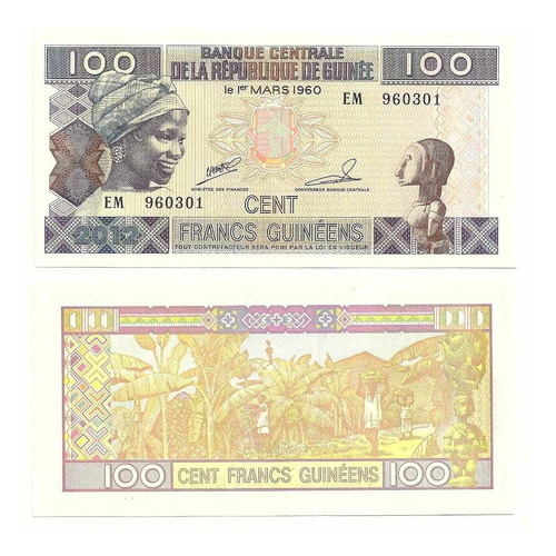 Billete De Guinea 100 Francos (2012)