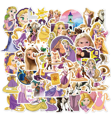50 Calcomanías De Princesa Rapunzel Enredadas, Impermeable.