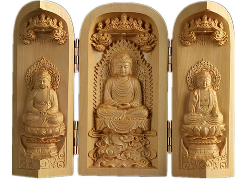 Estatua De Buda De Boj Talladas En Madera Maciza.