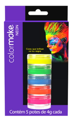 Imagem 1 de 4 de Tinta Facial Color Make Neon Fluor 5 Cores Maquiagem Rosto