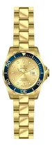 Comprar Reloj pulsera Invicta Pro Diver 14124 de cuerpo color oro, analógico, para hombre, fondo oro, con correa de acero inoxidable color oro, agujas color oro y blanco, dial blanco y oro, minutero\u002Fsegundero