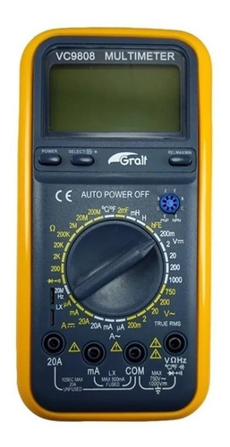 Imagen 1 de 5 de Tester Multimetro Gralf Vc9808 Capacimetro Inductancia Ac/dc