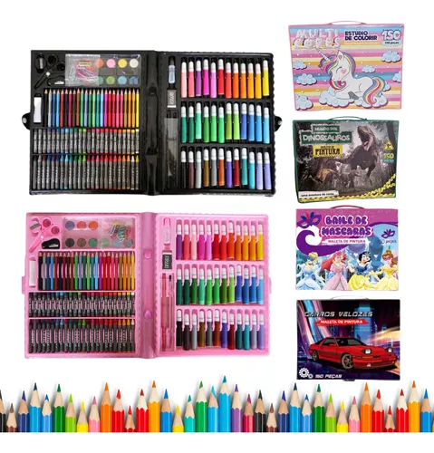 Estojo Completo De Pintura Infantil Com 150 Peças + 30 Desenhos