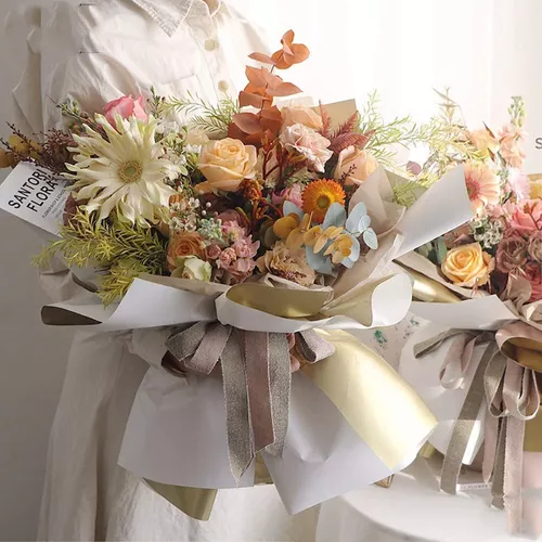 20 Hojas De Papel Coreano Para Ramos Bouquet Floral Patrón