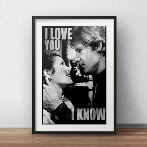 Cuadro Princesa Leia Han Solo Star Wars Frase Con Paspartú