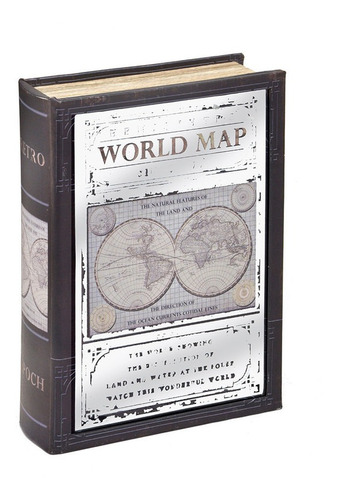 Caixa Livro Mapa Mundi Espelho 8x30cm