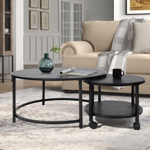 Set De 2 Mesa De Centro Minimalista De Madera 80 Con 47cm
