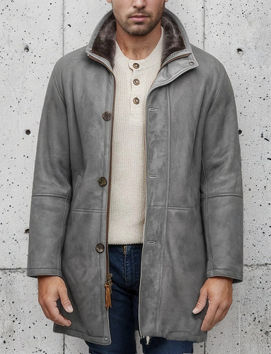 Chaqueta Con Cremallera Simple De Longitud Media Para Hombre