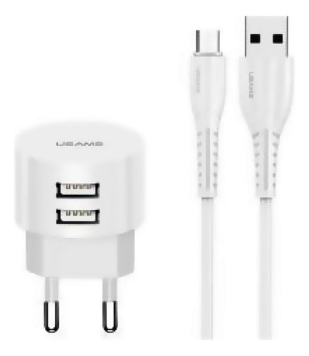 Cargador 2 En 1 Con Cable Tipo C 2.1a Dimm Color Blanco