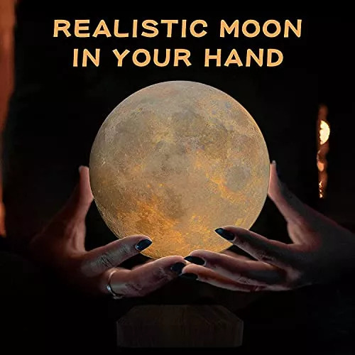 Lámpara De Luna Levitante Flotante Giratoria Luna 3d Colores Estructura Agua Pantalla Agua