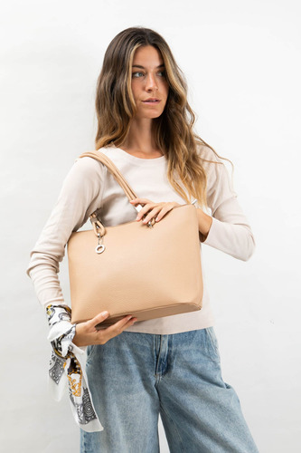 Cartera En Flotter Con Asa Fija Lisa La Chapelle Crema Lisa Níquel Crema