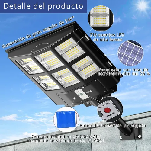Foco Solar Led 500w Luminaria Full + Soporte + Control