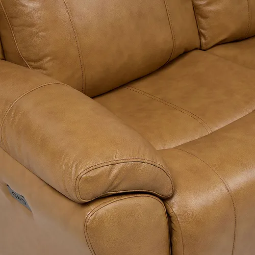 Sofá Reclinable Rimini 3 Cuerpos Eléctrico Cuero Whiskey