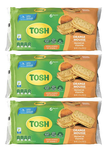 Tosh Galletas De Crema De Mousse De Naranja, Sin Sabores Art