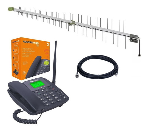 Kit Celular Rural 2 Chip Aquário  Telefone + Cabo + Antena