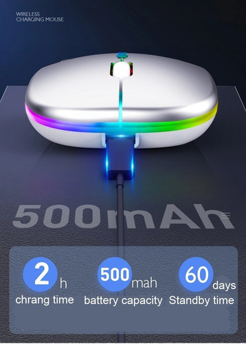 Imagen 9 de 10 de Retroiluminación Rgb Ratones Ópticos Recargable Gamer Mouse