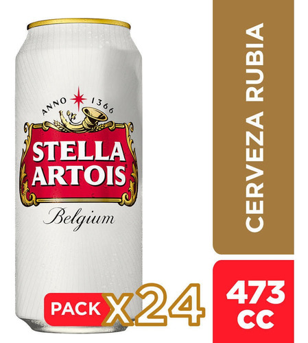 Imagen 1 de 1 de Cerveza Stella Artois Lata 24 Unidades 473cc