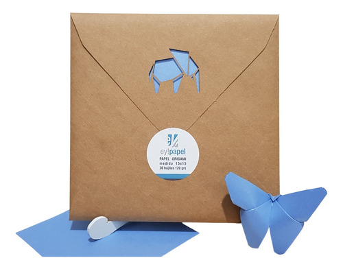 Papel Para Origami : 15x15 Celeste Perlado Pack X 20 Hojitas