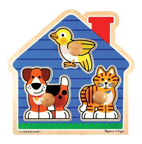 Melissa & Doug Puzzle Madera - 3 Piezas Perro Gato Mascotas