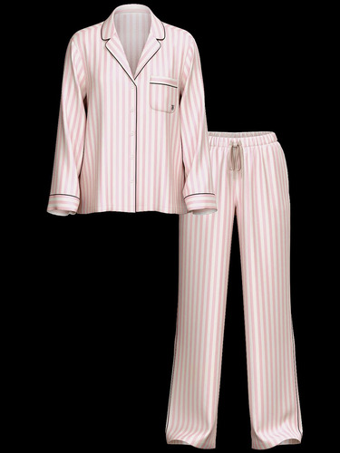 Pijama Mujer Victoria's Secret Conjunto Largo Negro Rosa