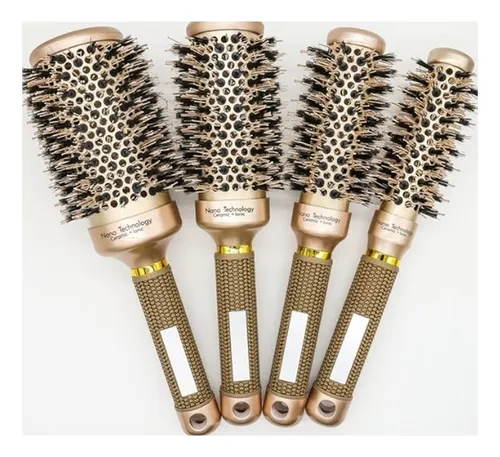 Cepillo Cerdas Nano Ionic Brushing Peluquería Dorado