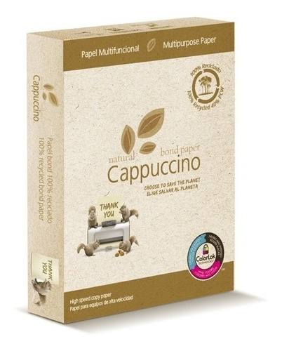 Papel Reciclado Cappuccino Carta - Paquete Con 500 Hojas Color Marrón claro