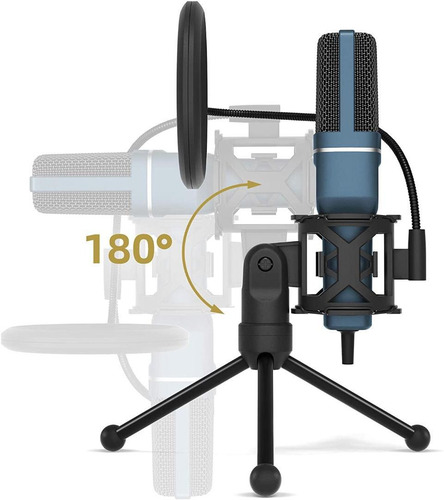 Imagen 5 de 8 de Micrófono Usb Tonor Con Trípode Y Condensador Modelo Tc-777
