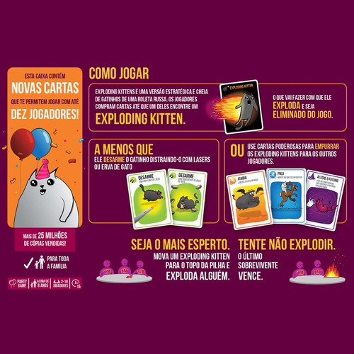 Jogo De Mesa Exploding Kittens Para A Galera Jogo De Cartas