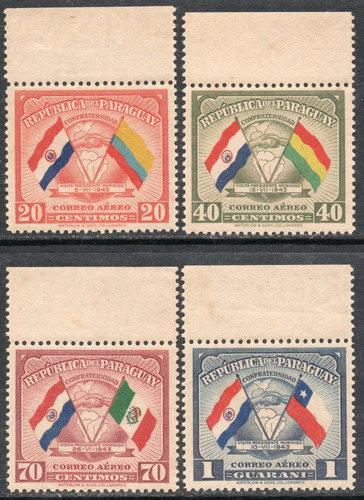 Paraguay 4 Sellos Aéreos Mint Banderas De América Año 1939  