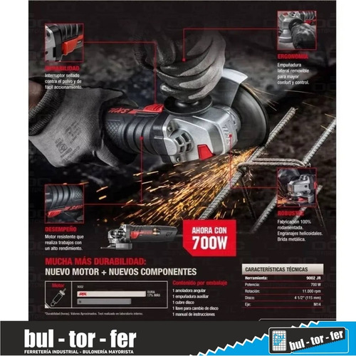 Imagen 3 de 7 de Amoladora Angular 115mm 700w Skil 9002