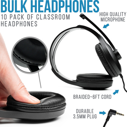 Auriculares Classroom Barks Con Micrófono (paquete De 10)