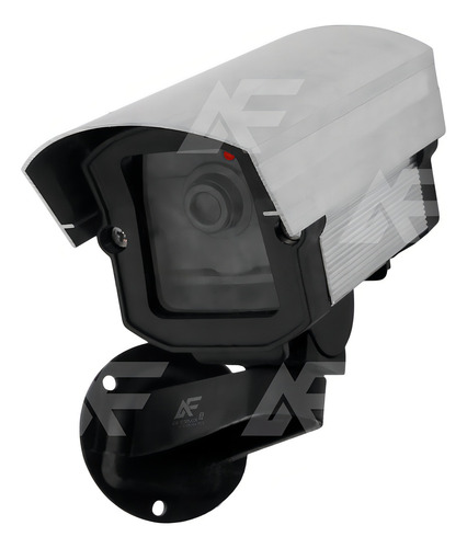 Conjunto Câmera Falsa Segurança C/ Led Biv + Placa Sorria Cor Alumínio/preto