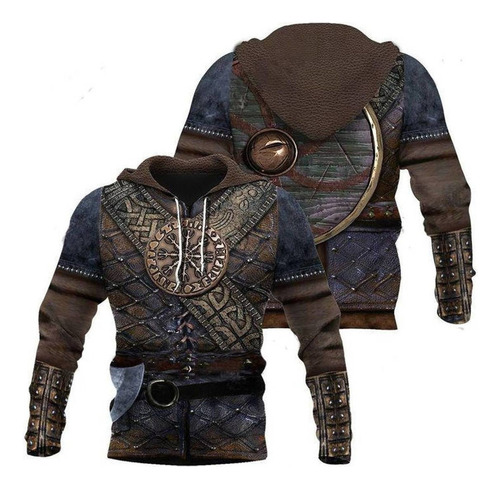 Jersey Viking Armor 3d - Sudadera Con Capucha De Forro Polar