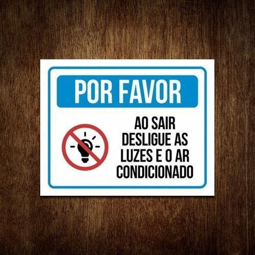 Placa Por Favor Ao Sair Desligue As Luzes E Ar Condicionado