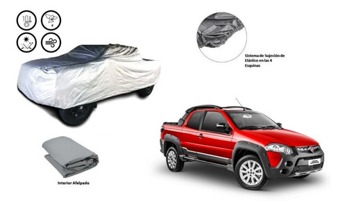 Cubierta Funda Cubre Auto Afelpada Fiat Strada 1.8l 2008