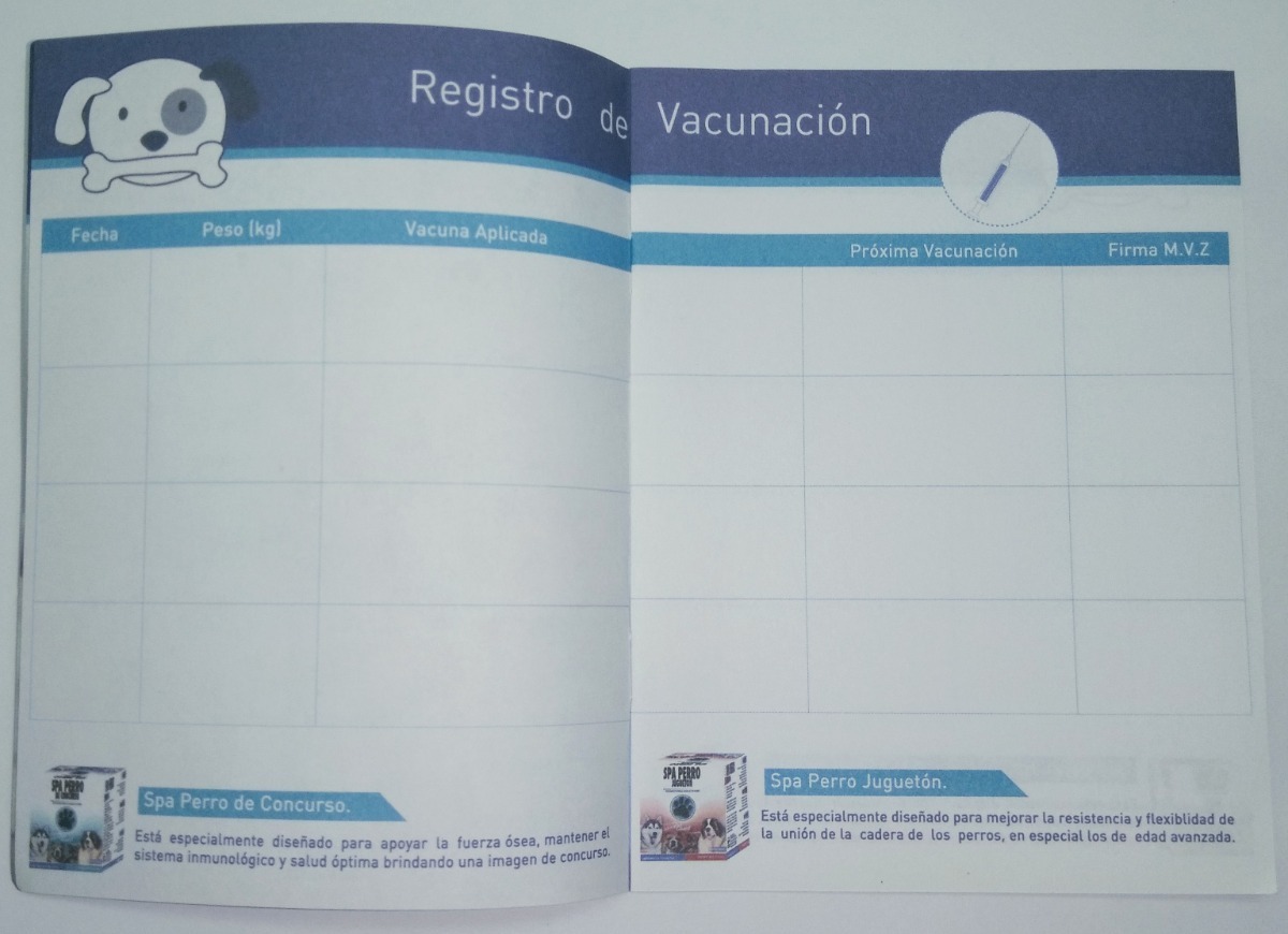 Cartilla De Vacunación Perro Gato Huron 3 Modelos Dif Mercado