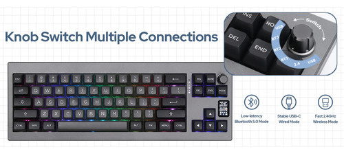 Teclado mecânico sem fio Epomaker Shadow-x Gasket preto