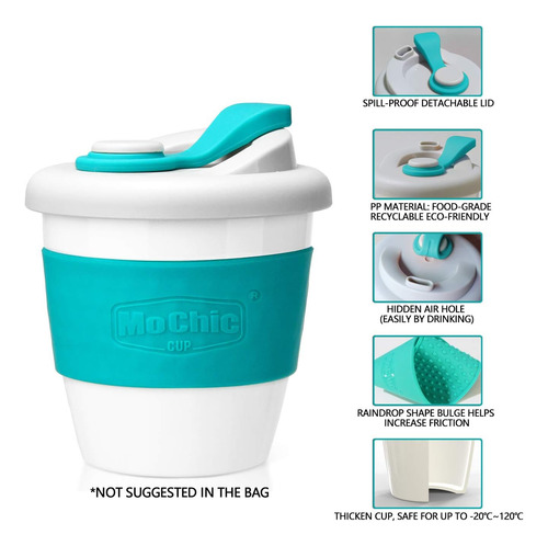 Taza Reutilizable 8oz Verde Menta Con Tapa