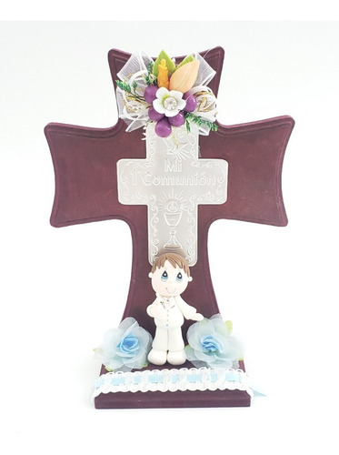 Cruz De 18 Cm De  Primera Comunion 3 Pz Niño Y Repujado