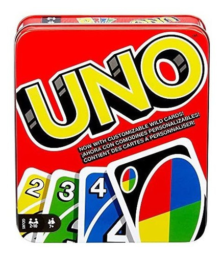 Uno Family Card Game, Con 112 Cartas En Una Lata De Almacen