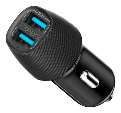 Cargador Celular Auto 3.4a 1a 2 Usb Voltrip-duo Bk 