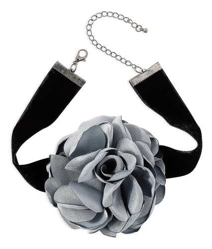 Elegante Y Romántico Collar De Tela Flocada Con Rosas