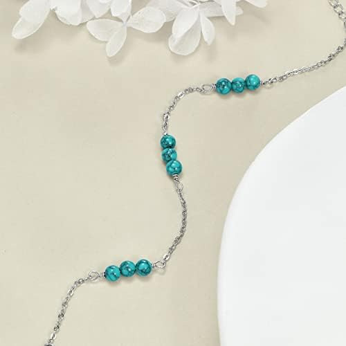 Tobilleras Turquesas Para Mujer S925 Pulsera De Tobillo Con