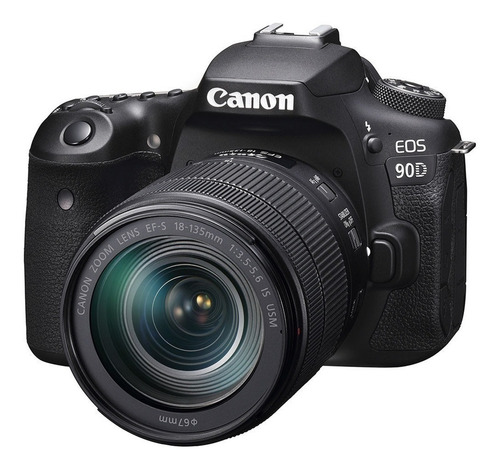 Imagen 2 de 5 de Canon EOS Kit 90D + lente 18-135mm IS USM DSLR color negro