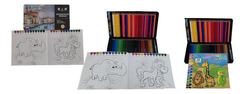 Set 72 Lápiz Acuarelas + Pincel De Agua + Cuaderno De Dibujo